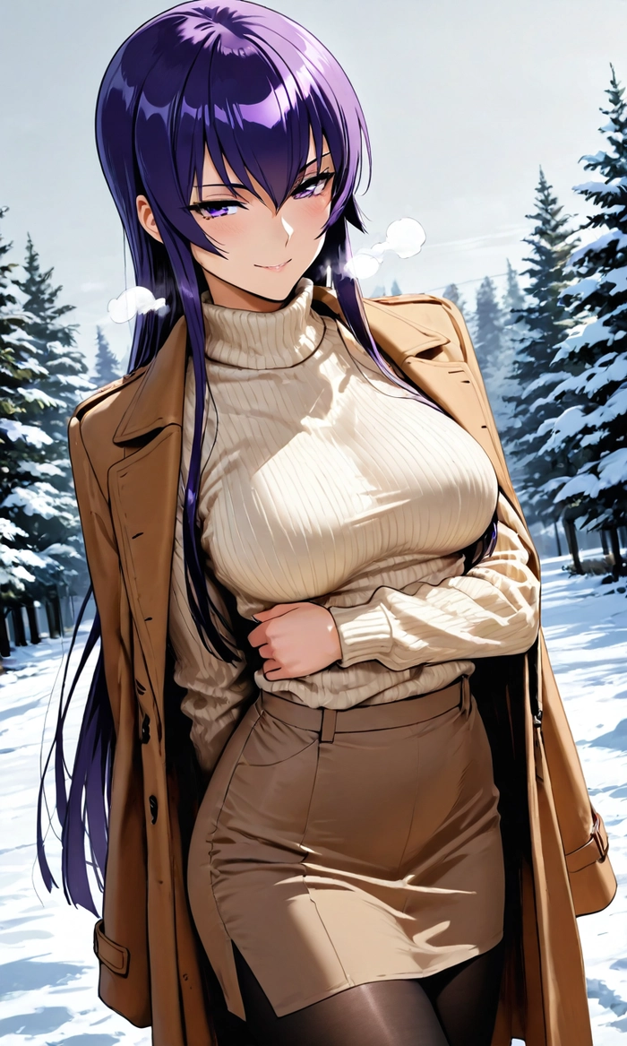 Ảnh anime nữ tóc tím thần thái sang trọng