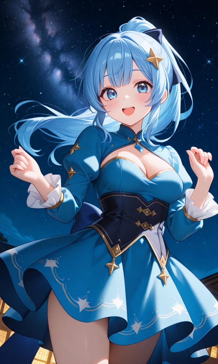 Ảnh anime nữ tóc xanh dương phong cách hiện đại