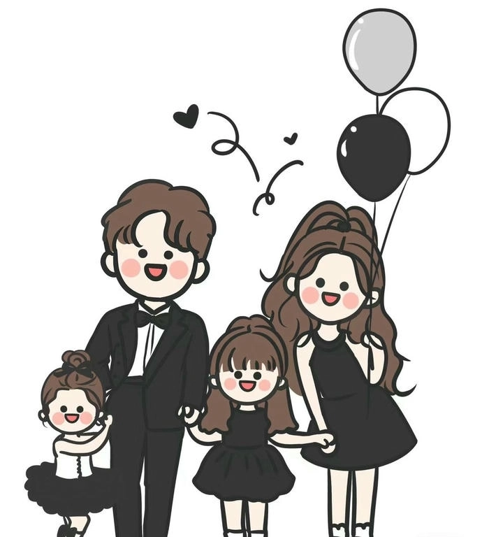 Ảnh chibi gia đình 4 người