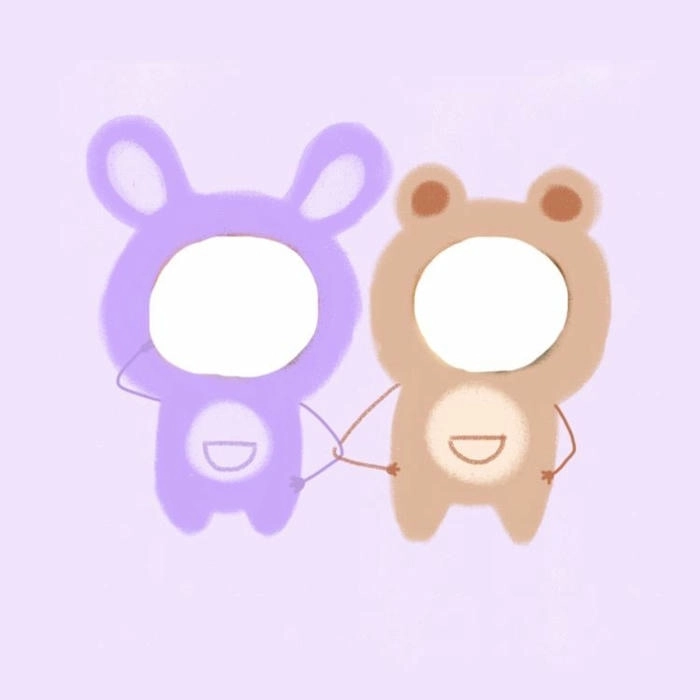 Ảnh ghép mặt cute 2 người tinh nghịch