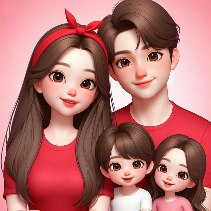 Ảnh gia đình 4 người 3D
