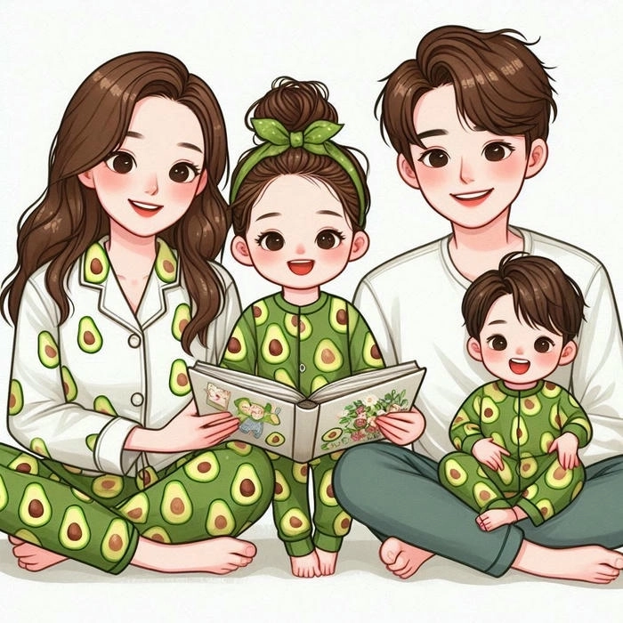 Ảnh gia đình 4 người anime