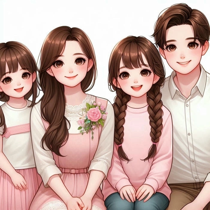 Ảnh gia đình 4 người cute