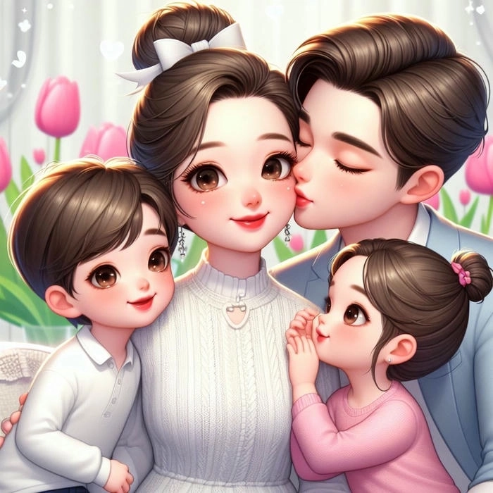 Ảnh gia đình 4 người hoạt hình