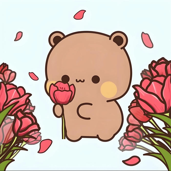 Ảnh mèo tặng hoa cute đáng yêu