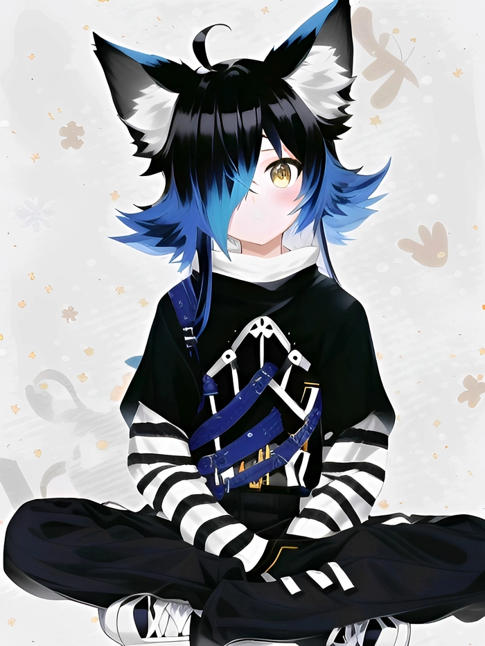 Ảnh trai anime tóc xanh dương cute