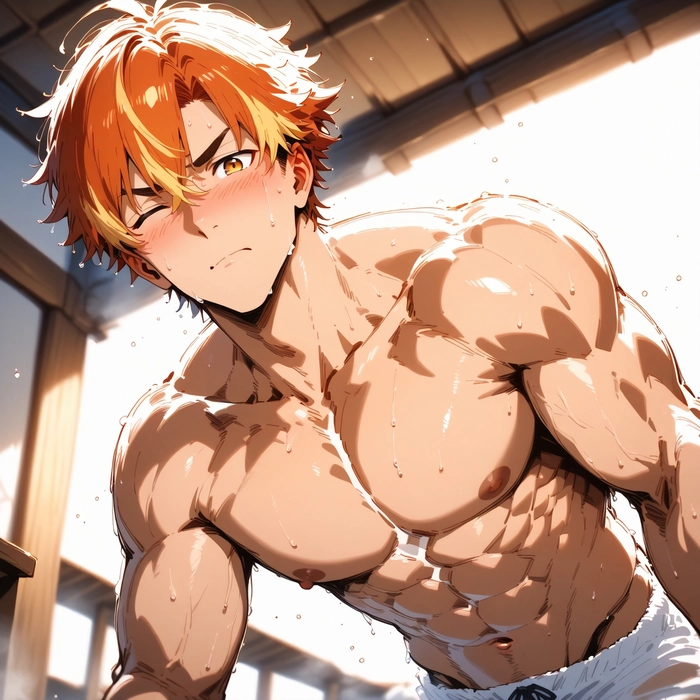 Anime boy tóc cam mạnh mẽ