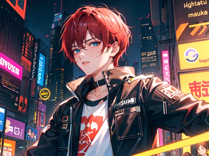 Anime boy tóc đỏ lạnh lùng