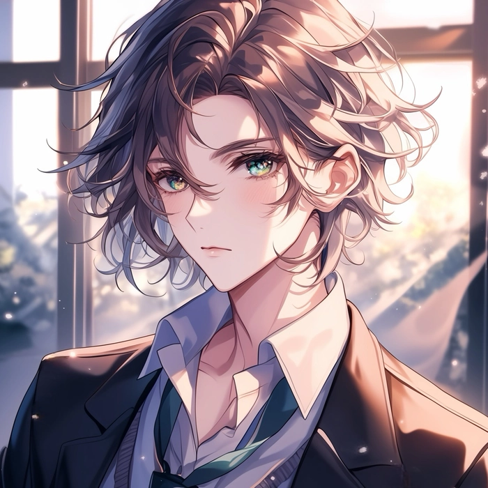 Anime boy tóc nâu lạnh lùng