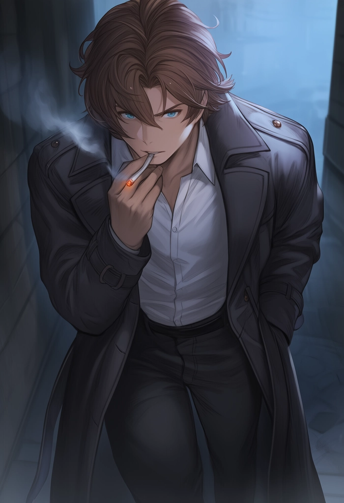 Anime boy tóc nâu trưởng thành