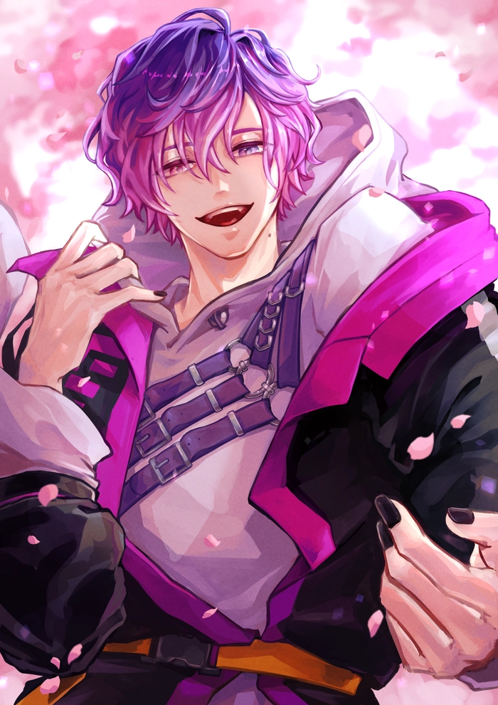 Anime boy tóc tím cuốn hút
