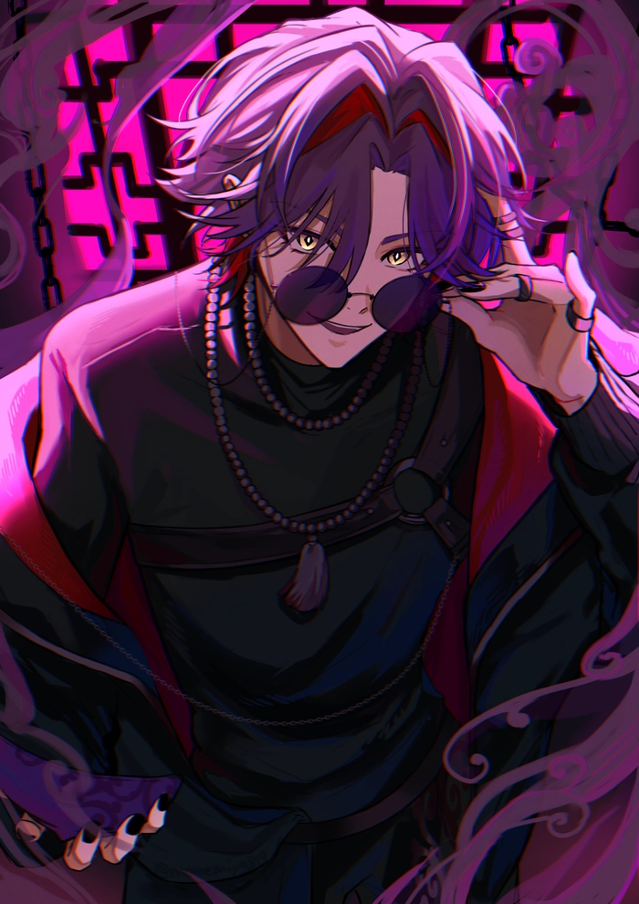 Anime boy tóc tím dễ thương