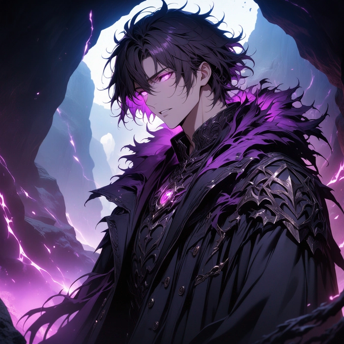 Anime boy tóc tím mạnh mẽ