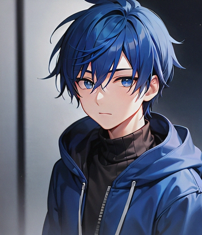 Anime boy tóc xanh dương đẹp hút hồn