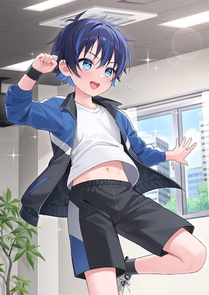 Anime boy tóc xanh dương hút ánh nhìn