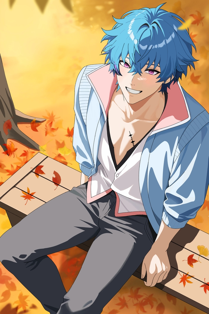 Anime boy tóc xanh dương ngầu lòi