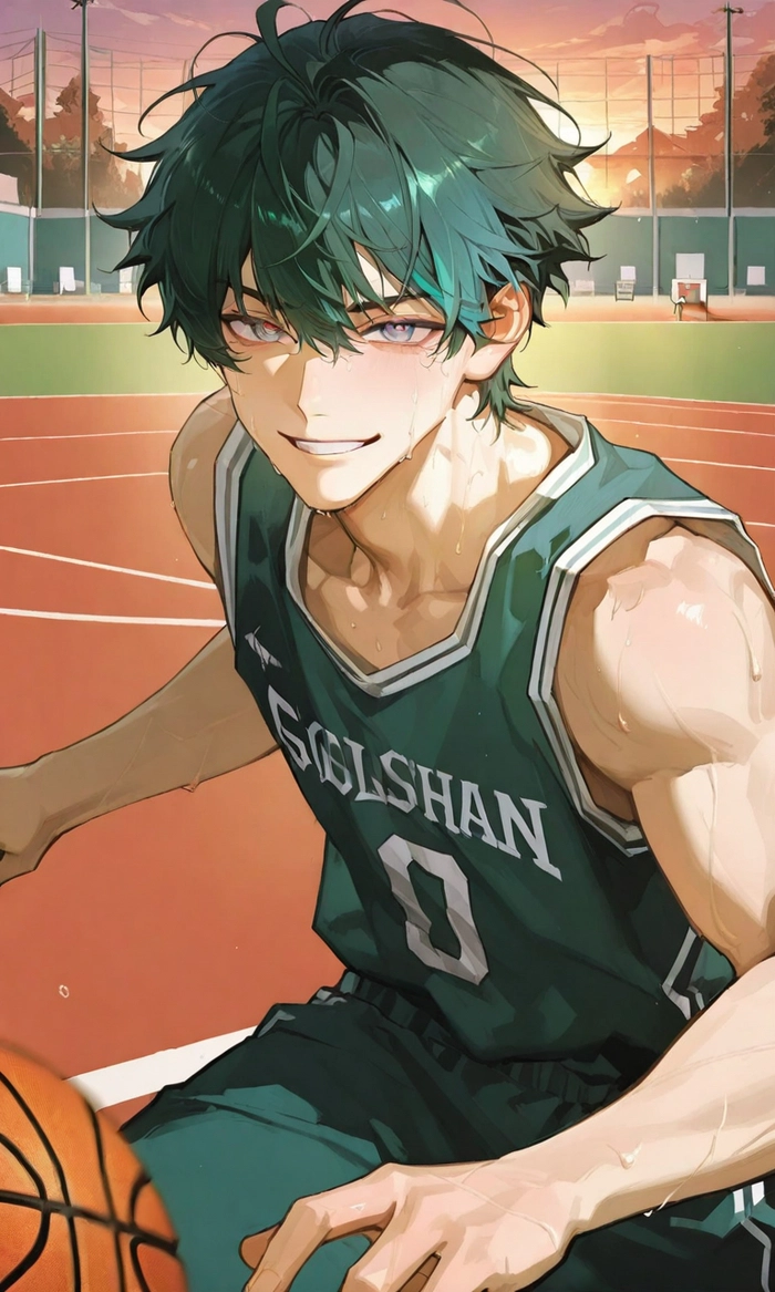 Anime boy tóc xanh lá cuốn hút