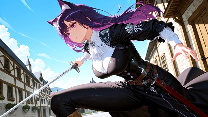 Anime cô gái tóc tím mang vẻ đẹp huyền bí