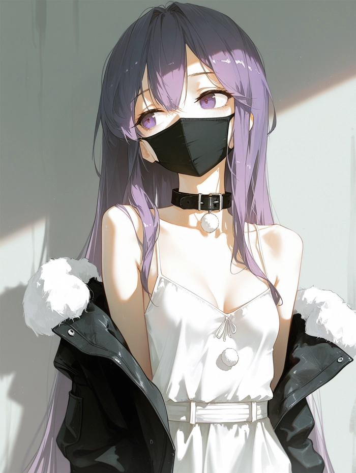 Anime cô gái tóc tím phong cách ma mị