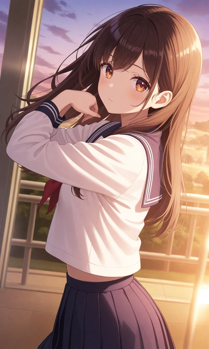 Anime girl tóc nâu dễ thương