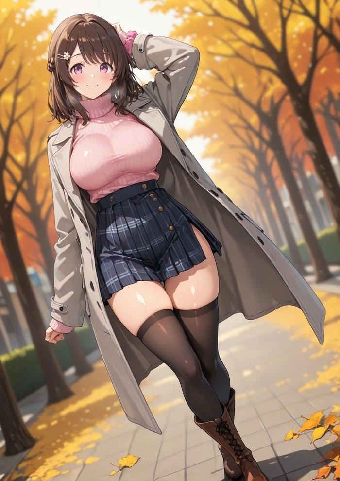 Anime girl tóc nâu quyến rũ