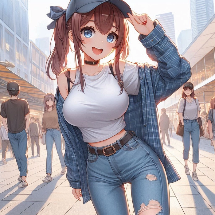 Anime girl tóc nâu thu hút