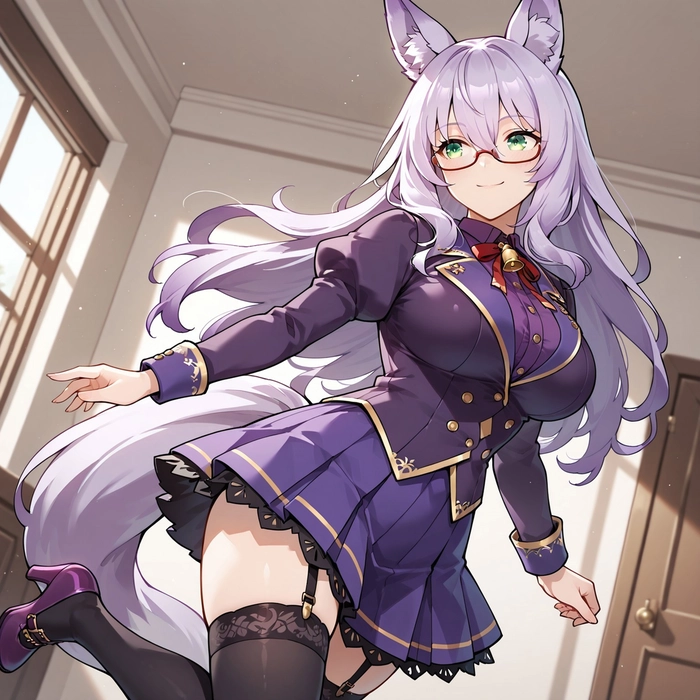 Anime girl tóc tím đẹp kiêu sa