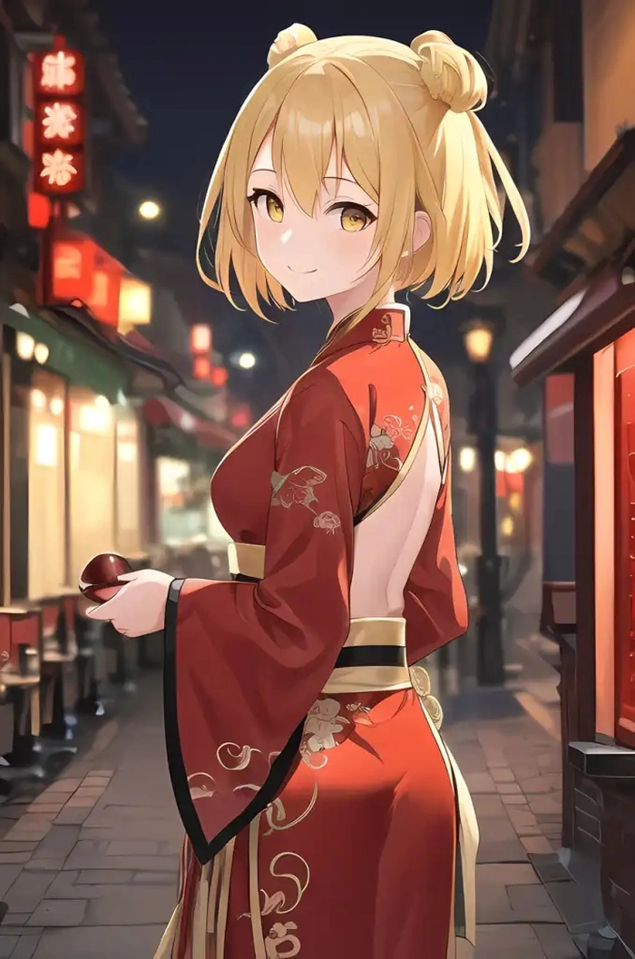 Anime girl tóc vàng dịu dàng