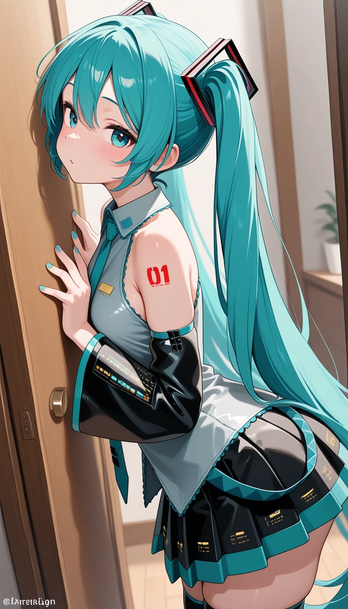 Anime girl tóc xanh dương cute và bí ẩn