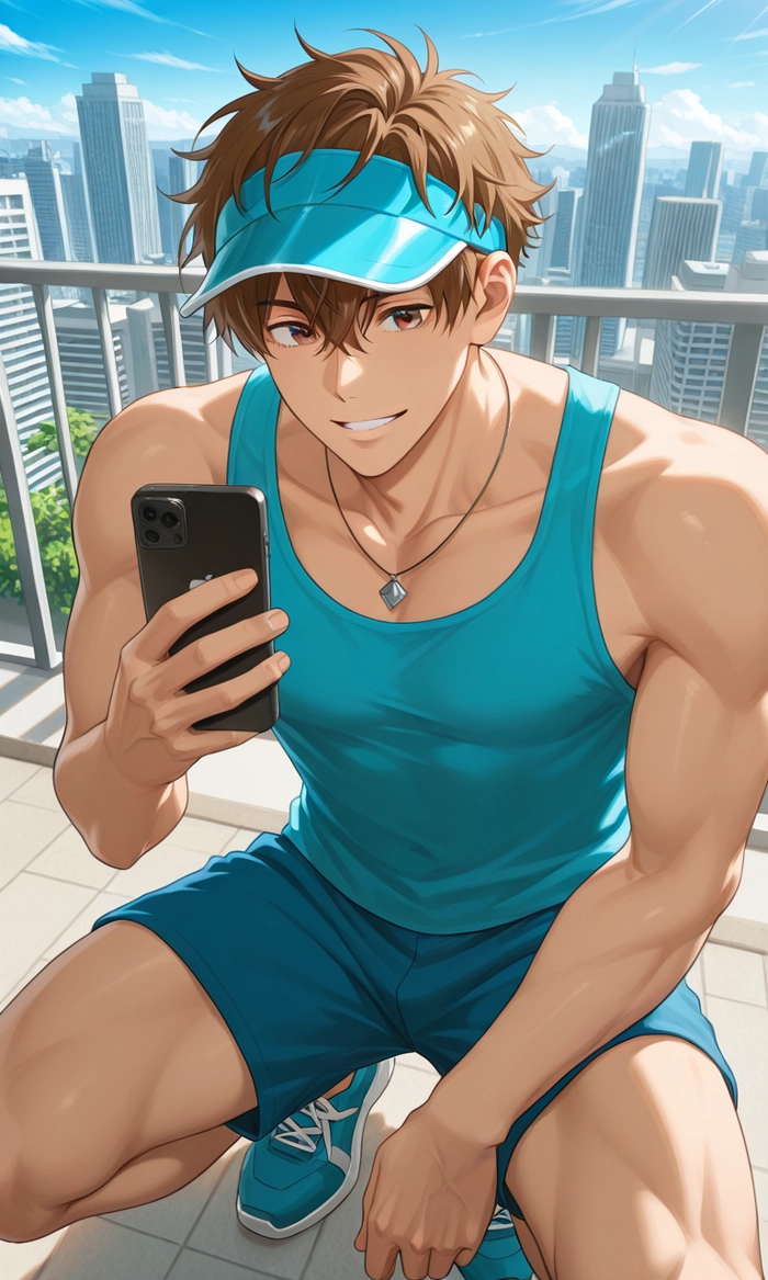 Anime nam tóc nâu cuốn hút