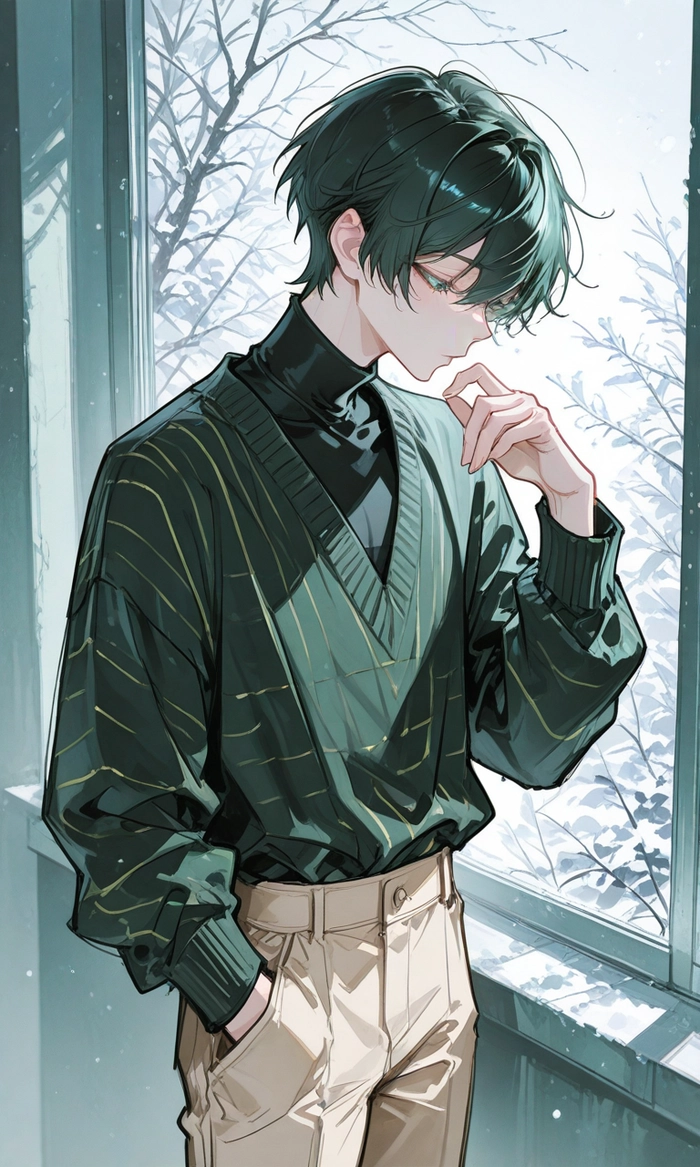 Anime nam tóc xanh lá phong cách