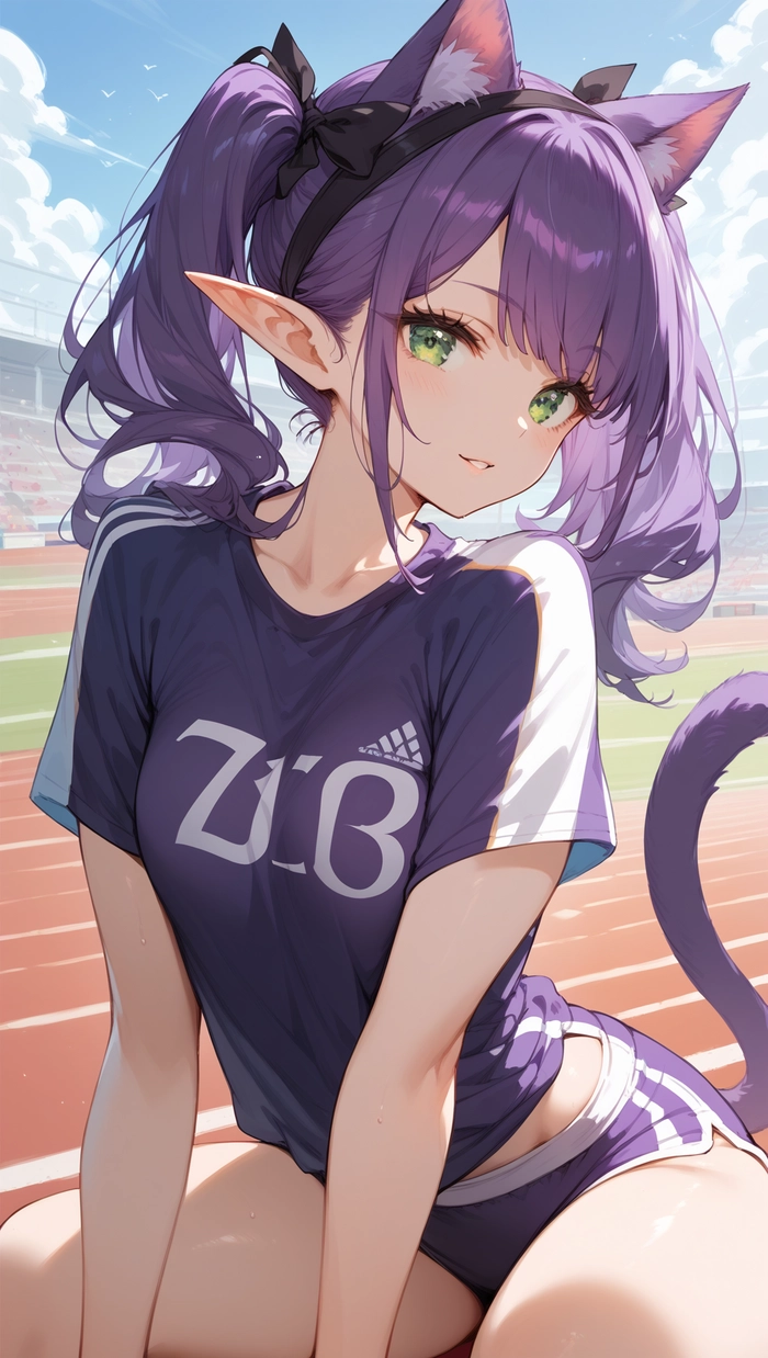 Anime nữ tóc tím dễ thương đáng yêu