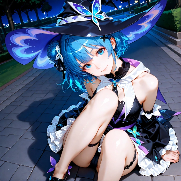 Anime nữ tóc xanh dương lạnh lùng cuốn hút