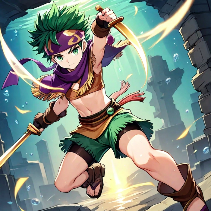 Anime tóc xanh lá nam ngầu