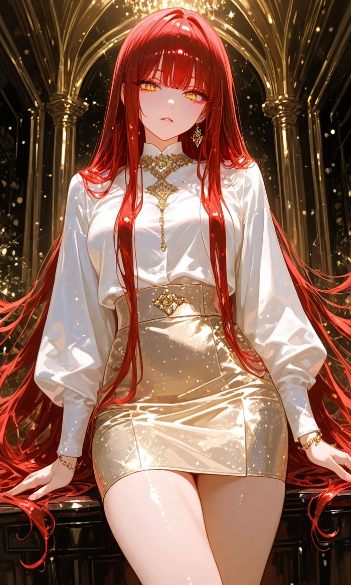 Gái anime tóc đỏ dễ thương đáng yêu