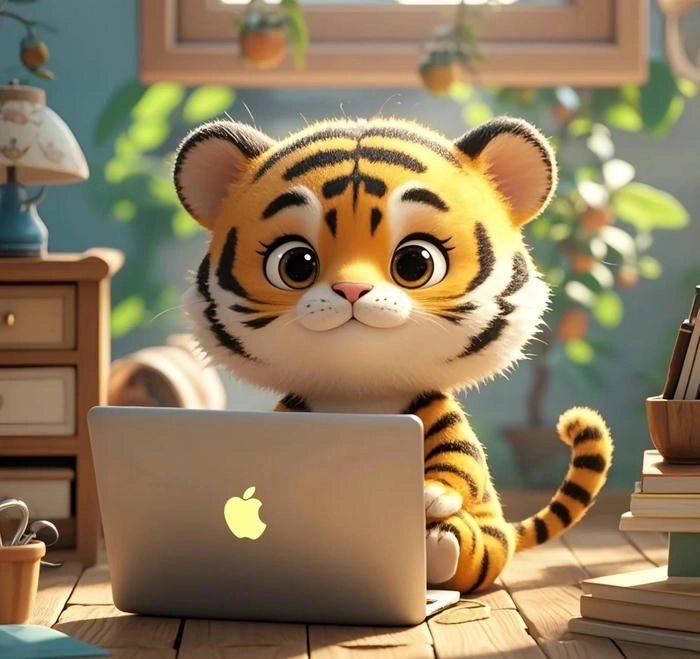 Hình ảnh con hổ cute tinh nghịch chibi