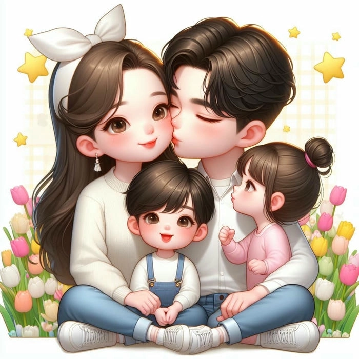Hình ảnh gia đình 4 người cute