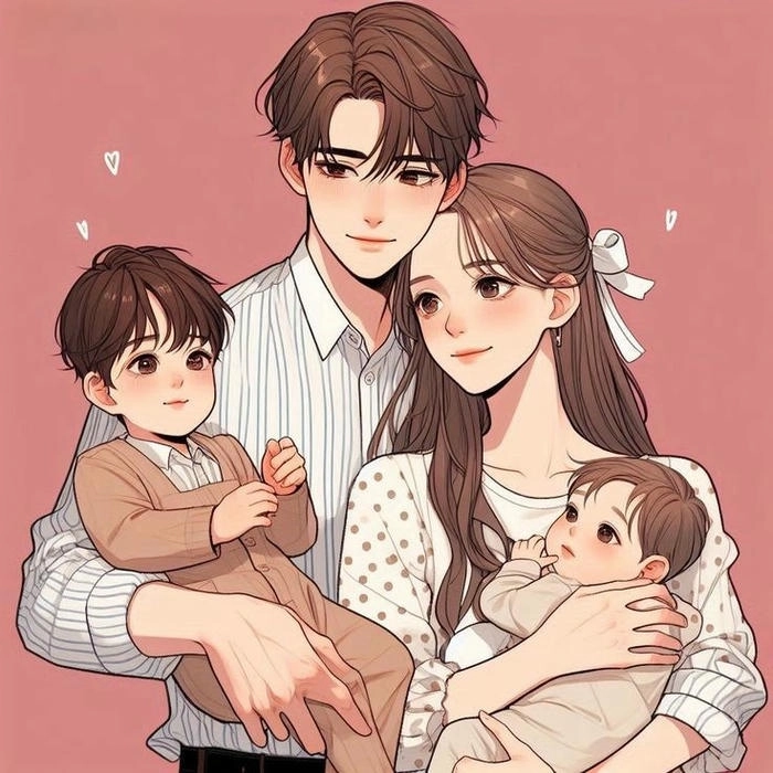 Hình ảnh gia đình cute 4 người dễ thương