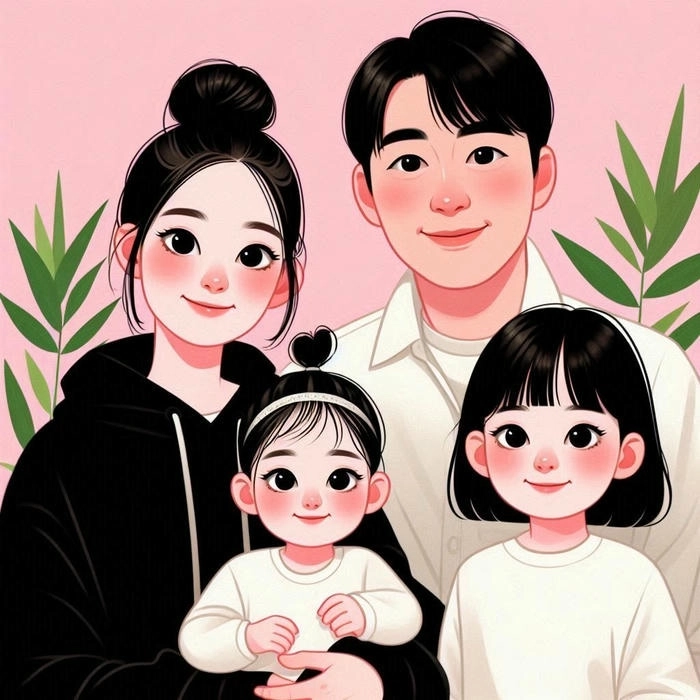 Hình ảnh gia đình cute 4 người