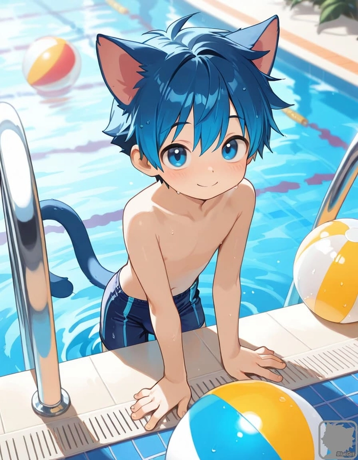 Hình anime boy tóc xanh dương cực đẹp