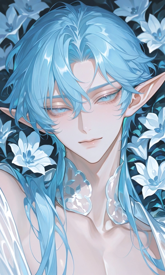 Hình anime boy tóc xanh dương cuốn hút