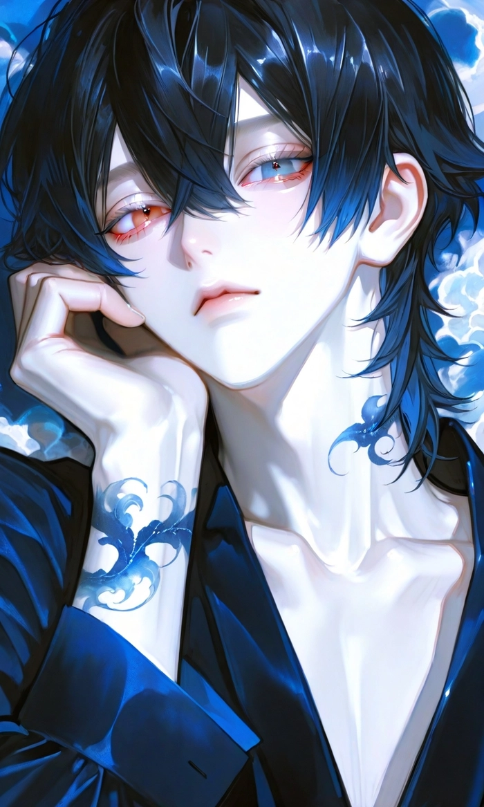 Hình anime boy tóc xanh dương đẹp trai