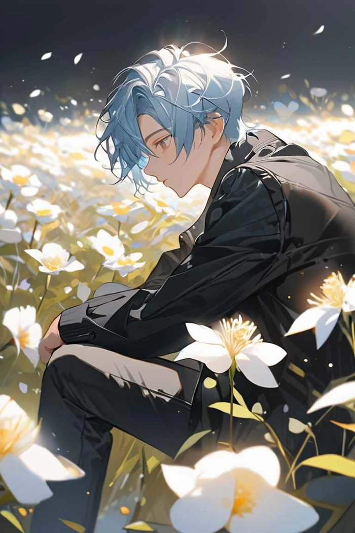 Hình anime boy tóc xanh dương phong cách