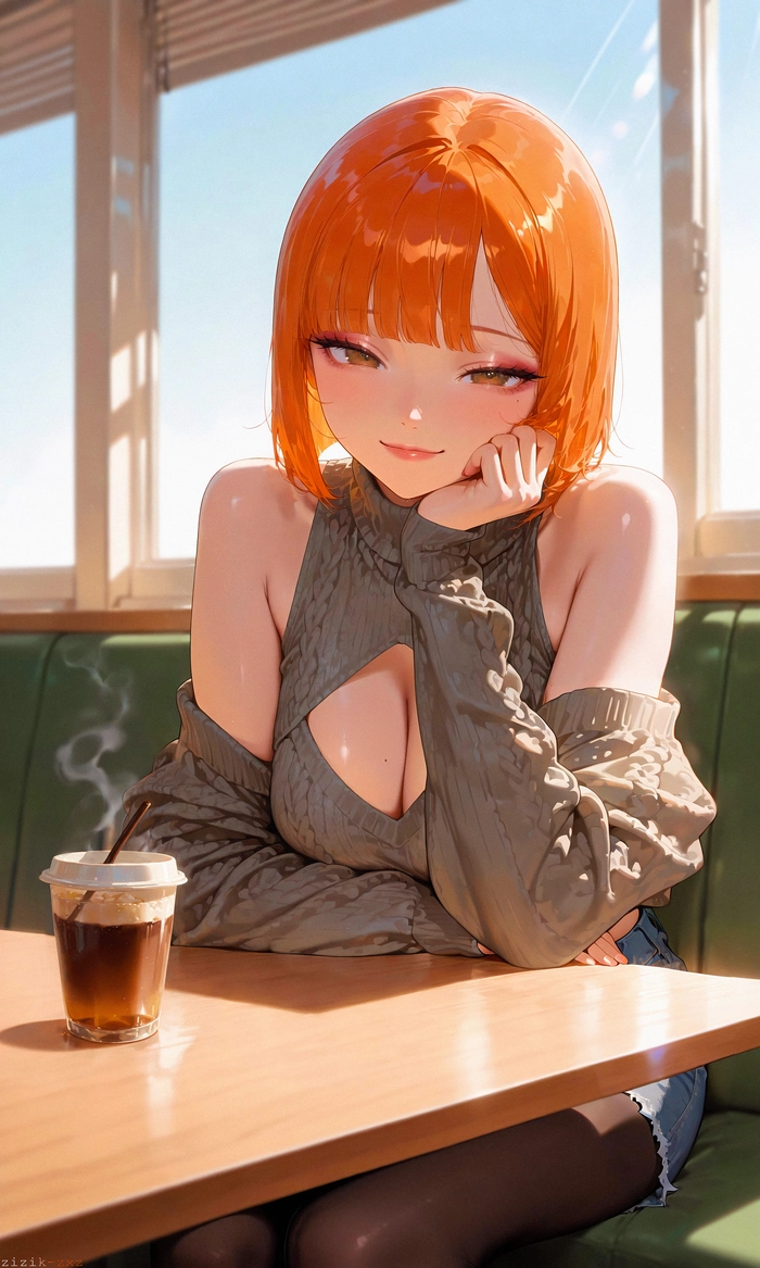 Hình anime girl tóc cam gợi cảm