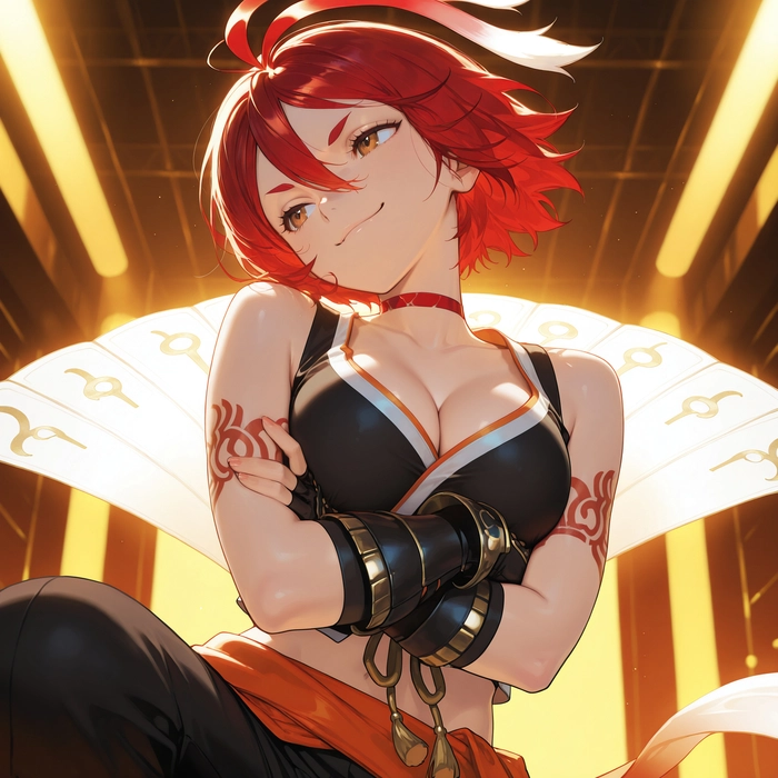 Hình anime girl tóc đỏ lạnh lùng đầy sức hút