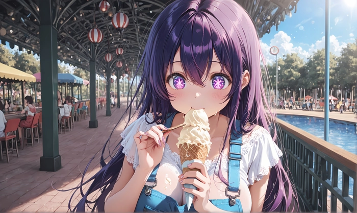 Hình anime girl tóc tím đáng yêu