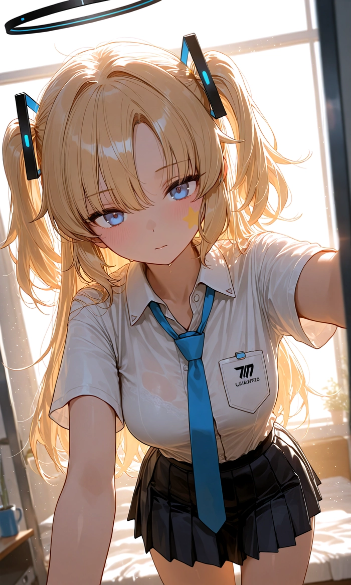Hình anime girl tóc vàng dịu dàng