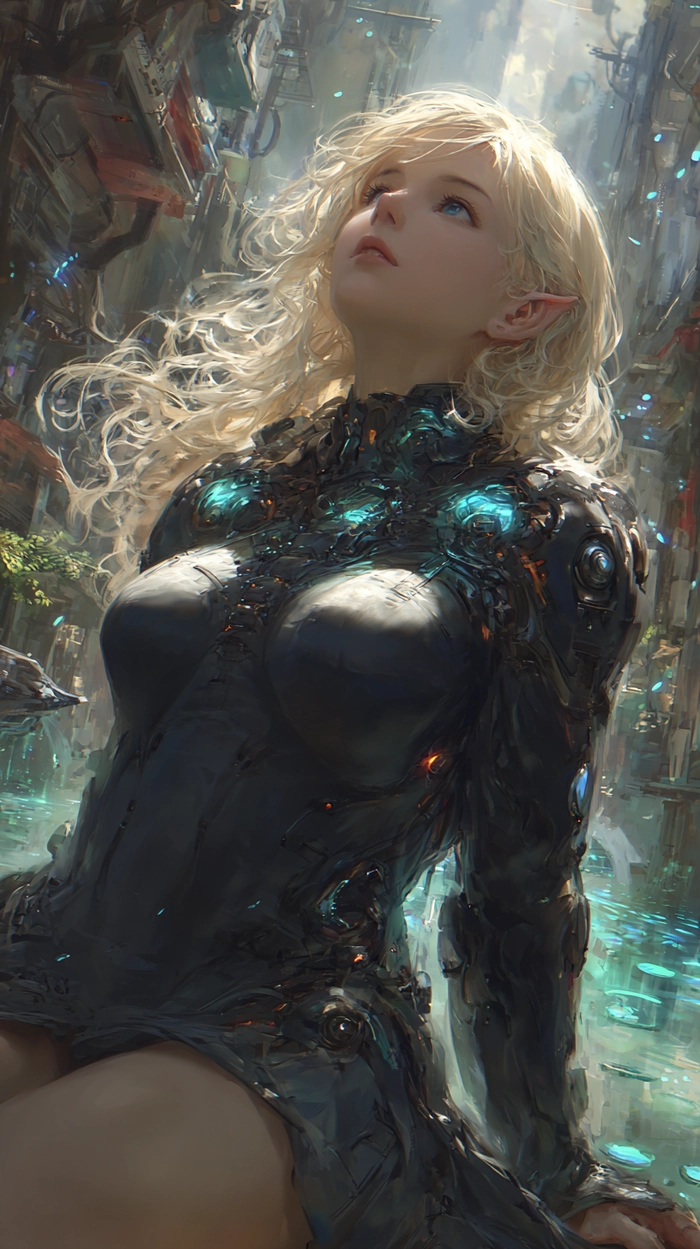 Hình anime girl tóc vàng ngầu