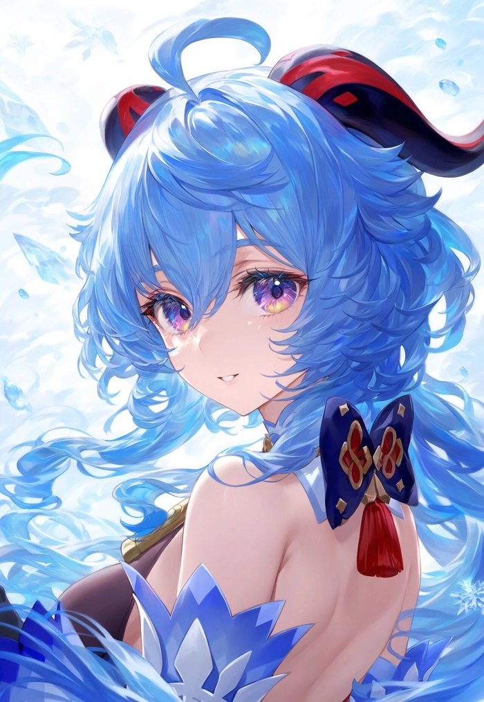 Hình anime girl tóc xanh dương đậm cuốn hút