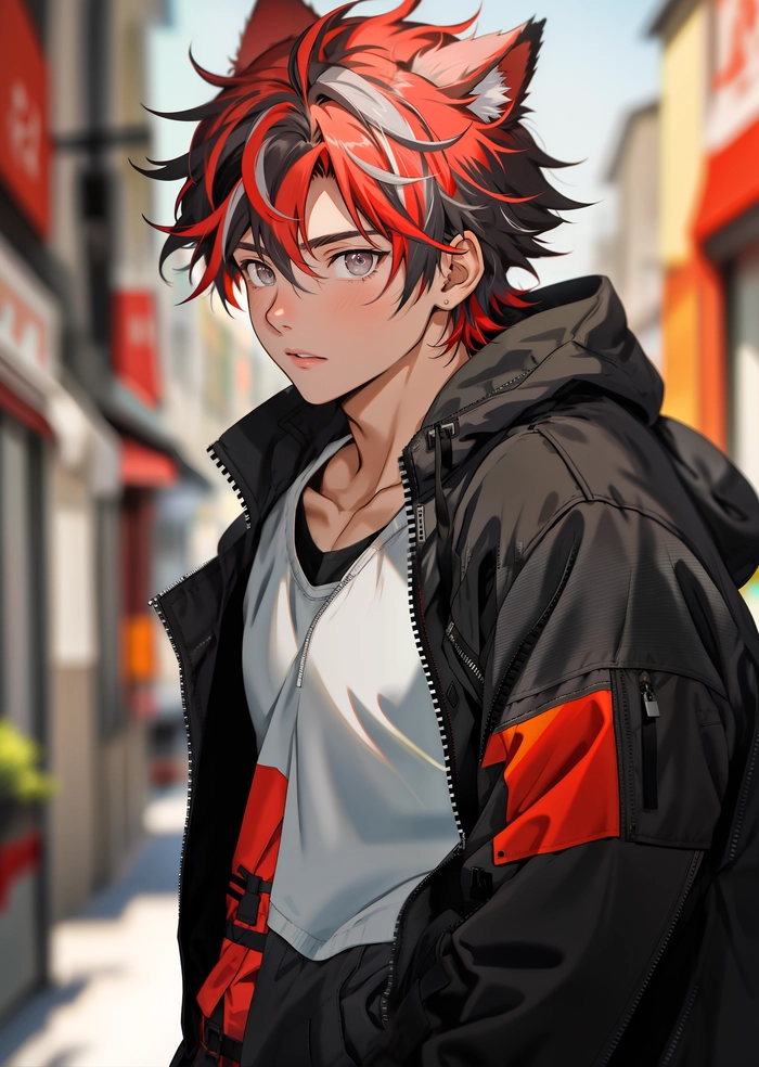 Hình anime nam tóc đỏ ngầu